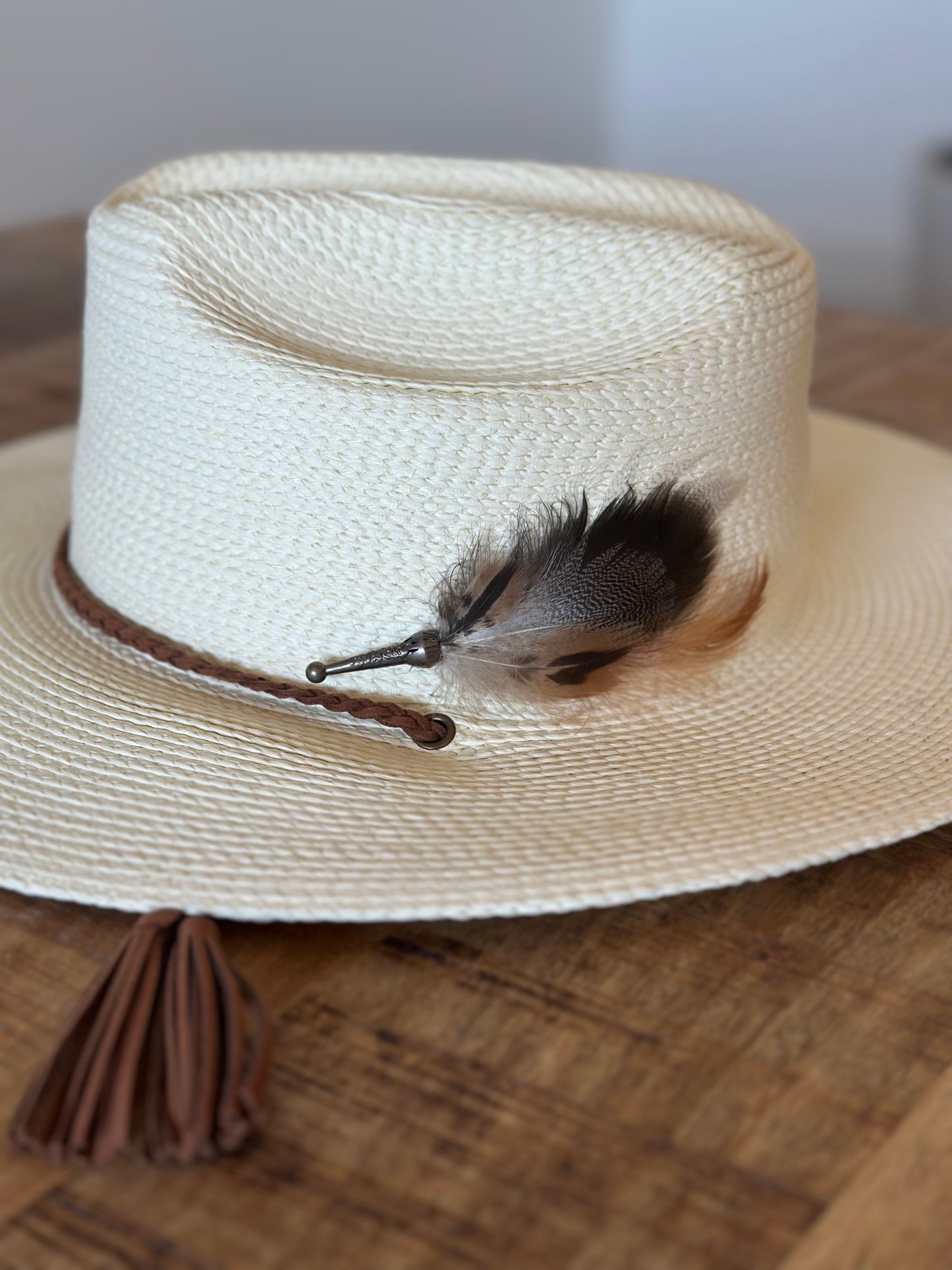 Straw Hat Removable Feather Hat Pin