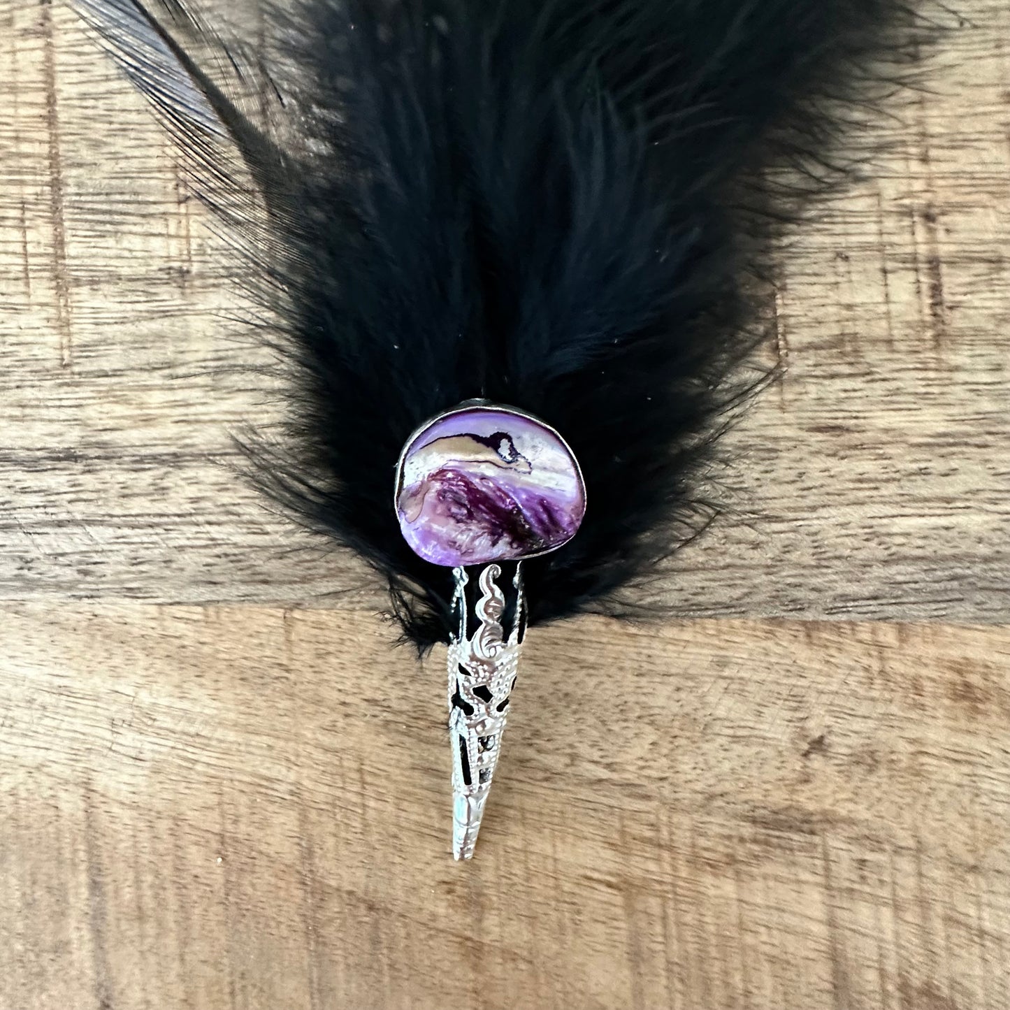 Abalone & Feather Hat Pin