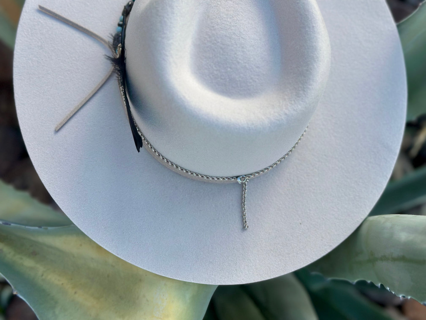 Black Labradorite Larvikite Faux Navajo Hat Band