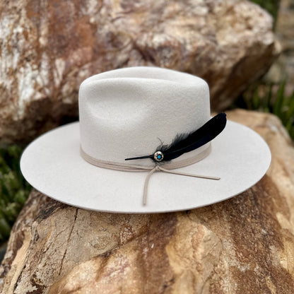Upcycled Navajo Blue Opal & Black Feather Removable Hat Pin