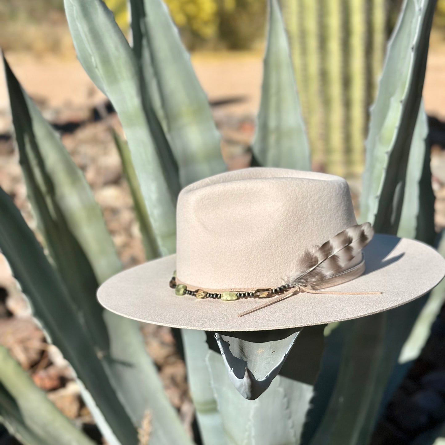 Faux Navajo Pearls, Prehnite and Smoky Quartz Hat Band