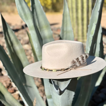Faux Navajo Pearls, Prehnite and Smoky Quartz Hat Band