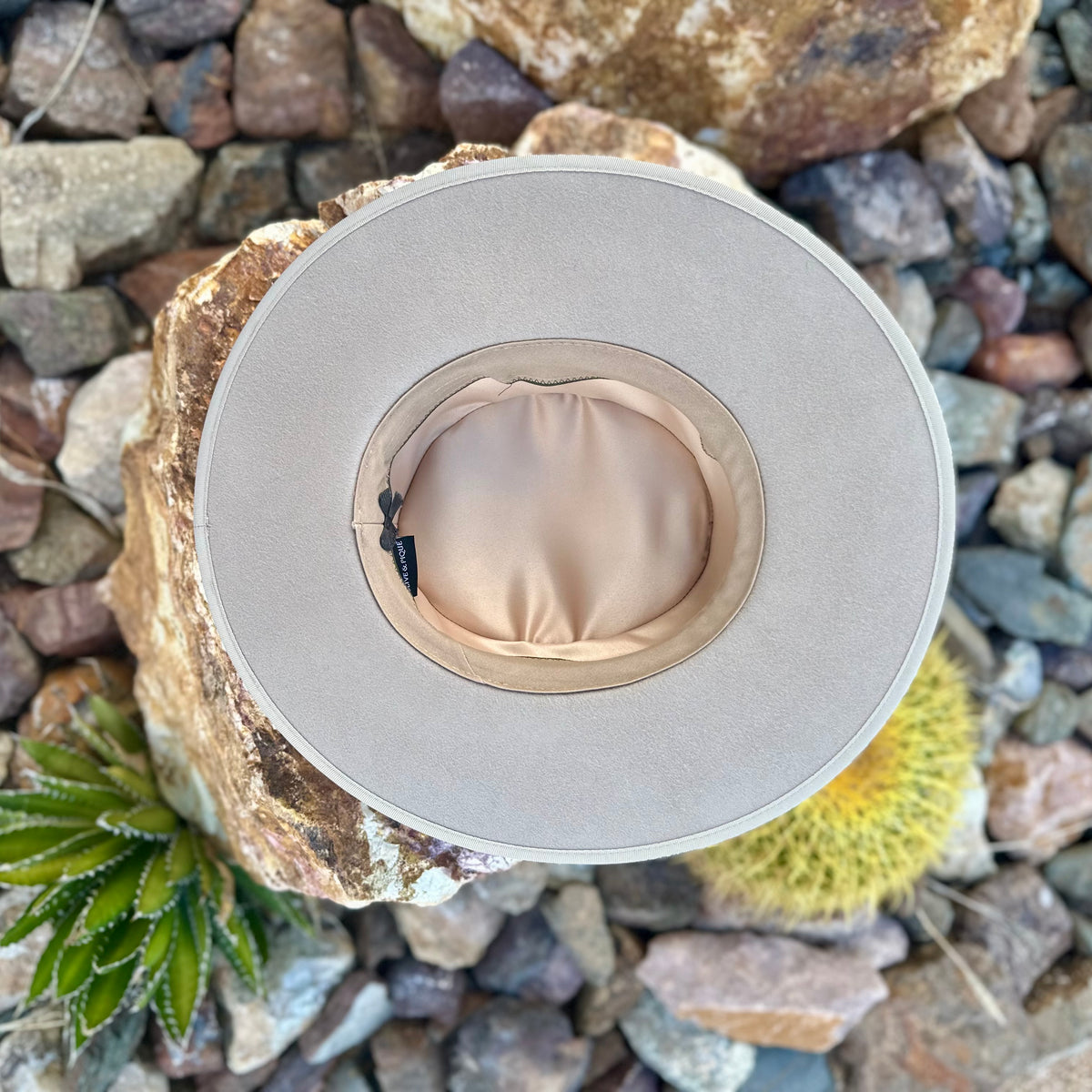 Desert Dove Taupe Wool Gambler Hat with Removable Feather Hat Pin