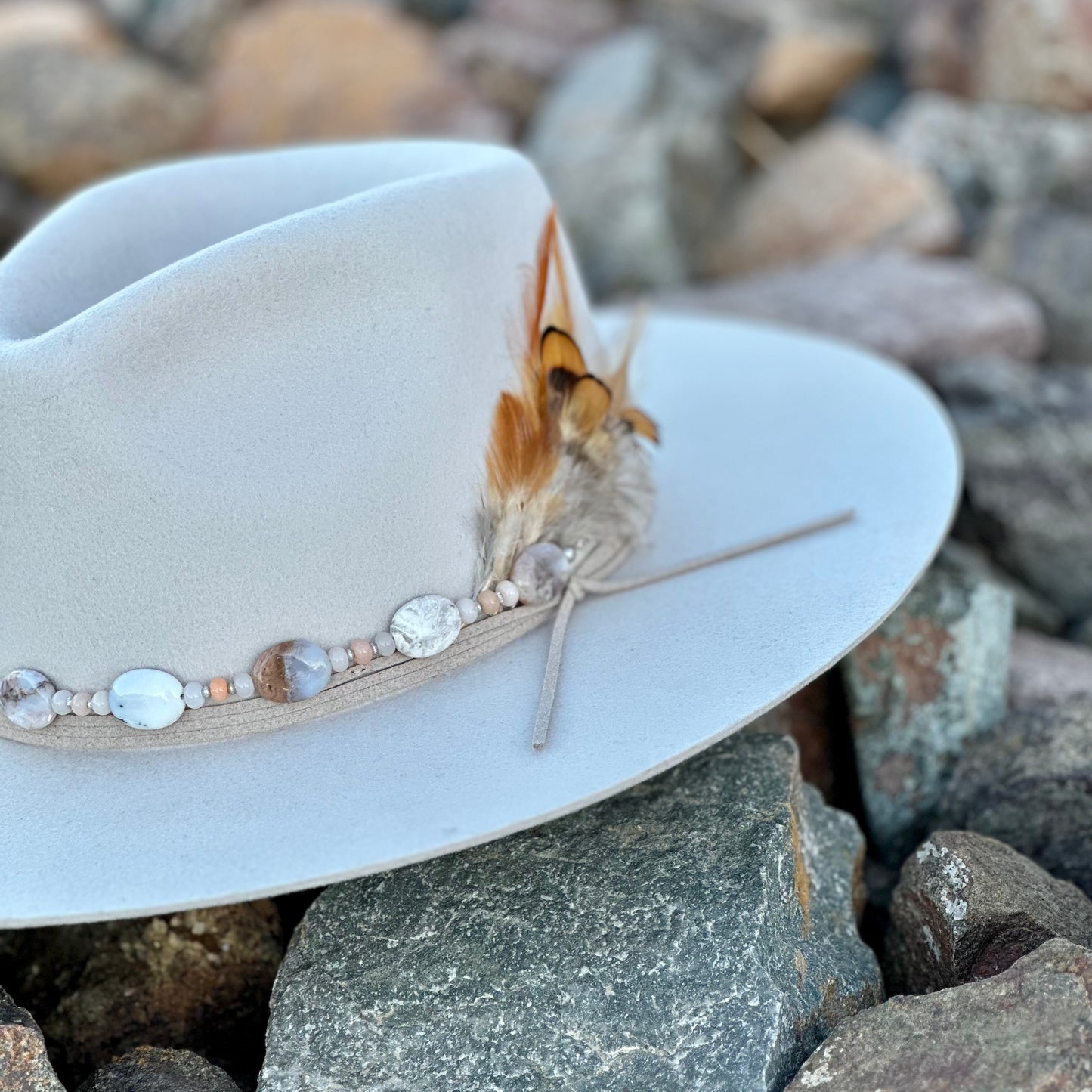 White Opal Adventurine Heishi Hat Band