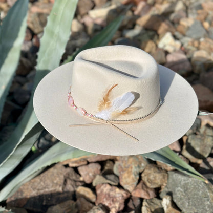 Pearl and Pink Agate Hat Band