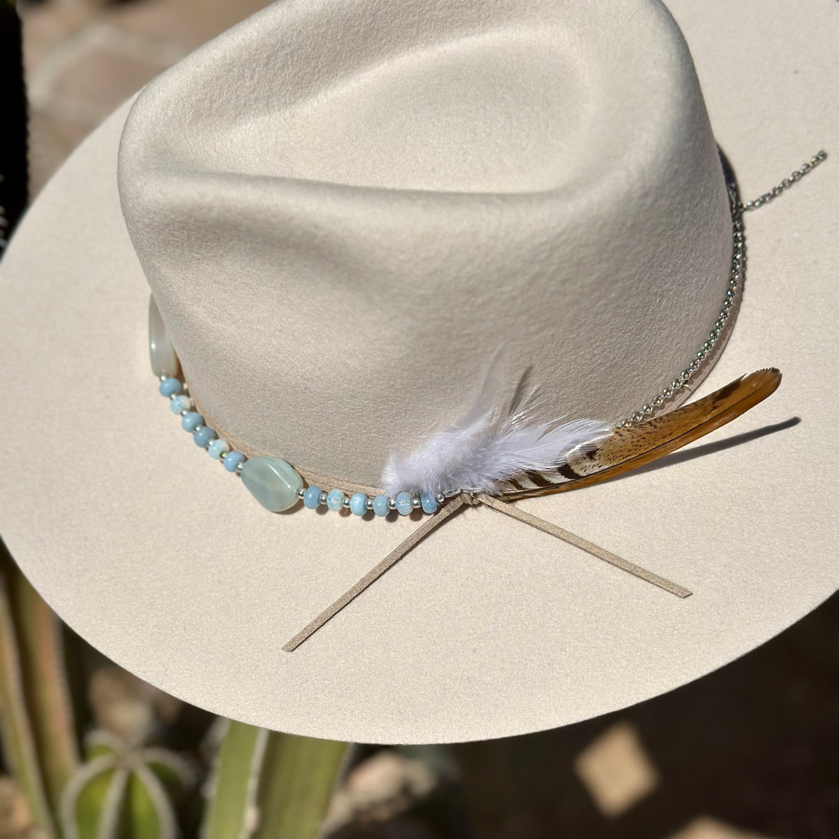 Blue Fire Agate and Jade Hat Band
