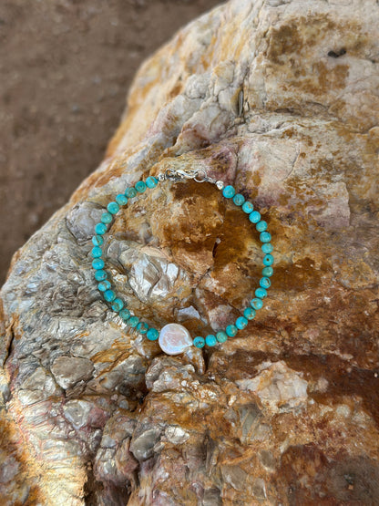 Kingman Turquoise & Pearl Bracelet