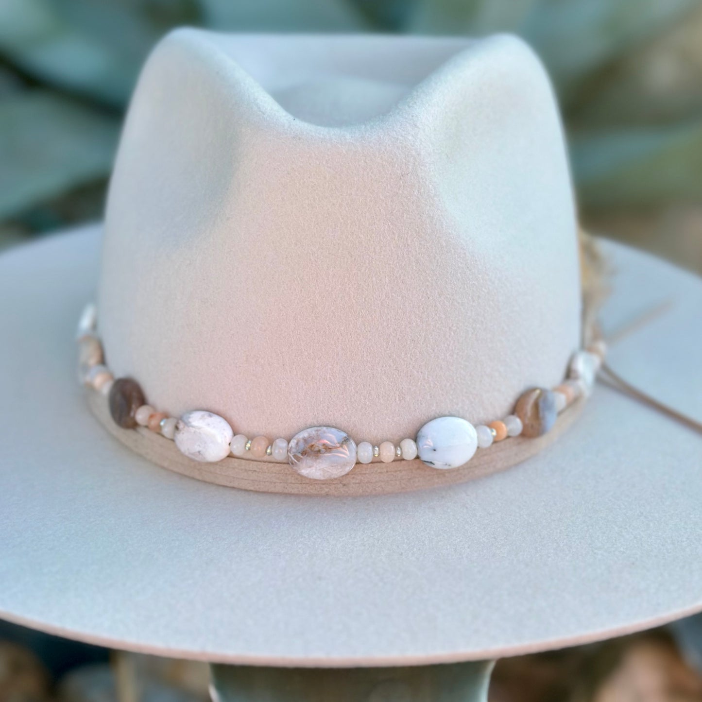 White Opal Adventurine Heishi Hat Band