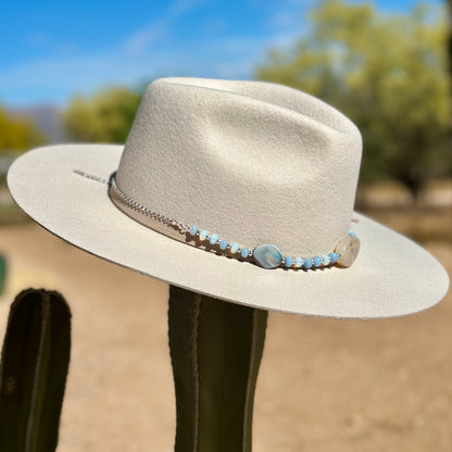 Blue Fire Agate and Jade Hat Band