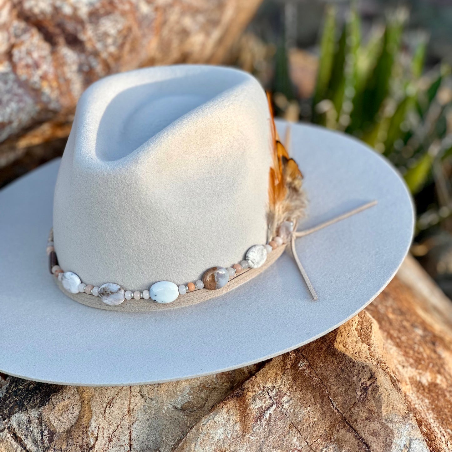 White Opal Adventurine Heishi Hat Band