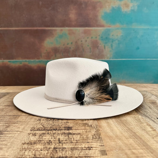 Onyx & Feather Hat Pin