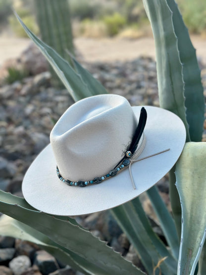 Black Labradorite Larvikite Faux Navajo Hat Band