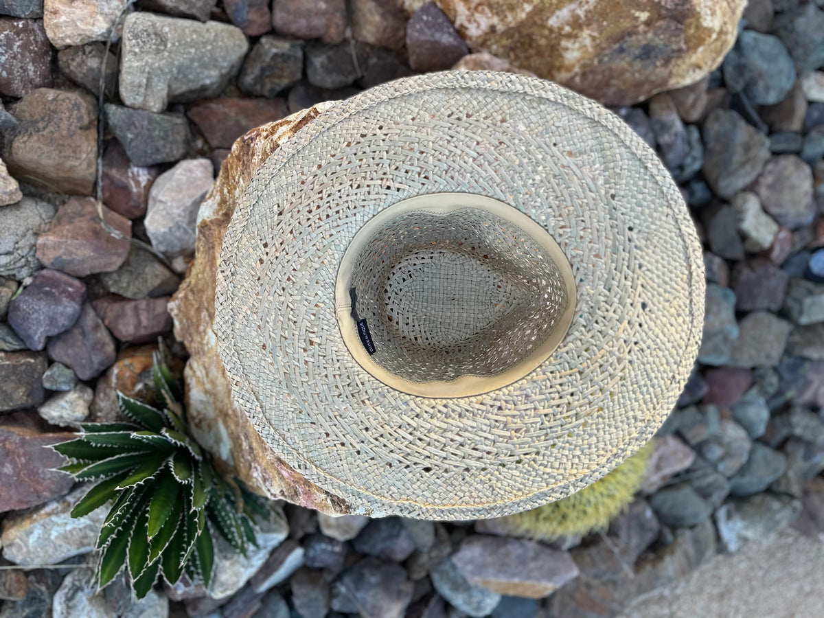 Turquoise and Pearl Straw Rancher Hat