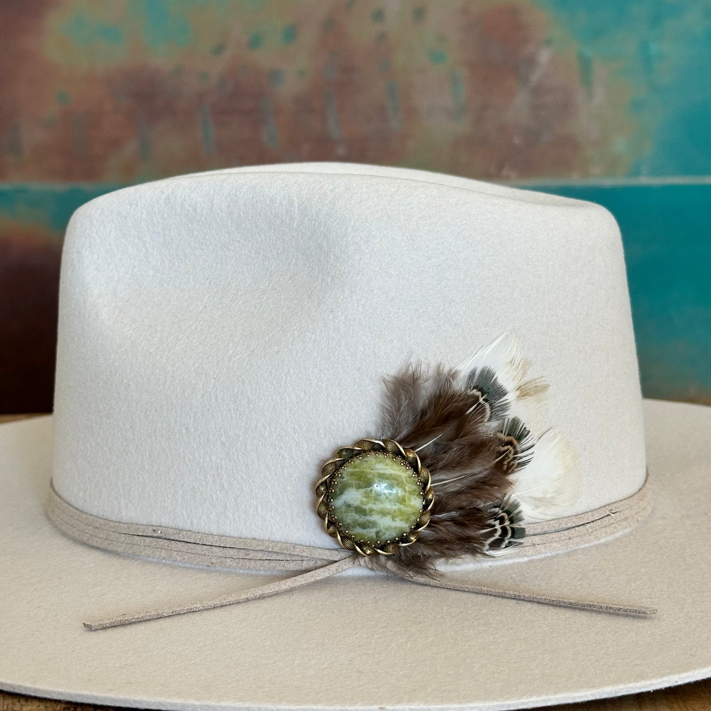 Green Stone Vintage Hat Pin