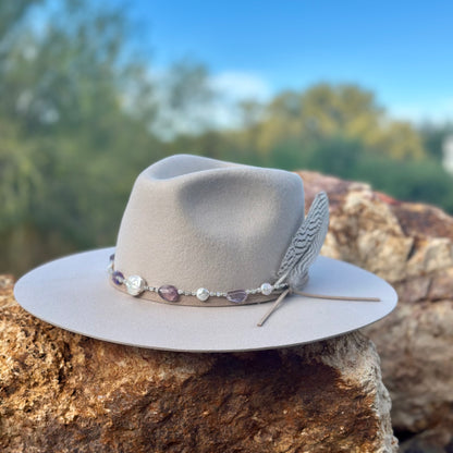 Amethyst Moonstone & Pearl Hat Band