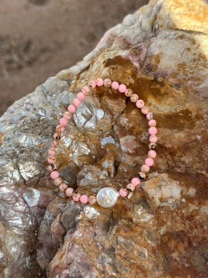 Manmade Turquoise and Freshwater Pearl Bracelets