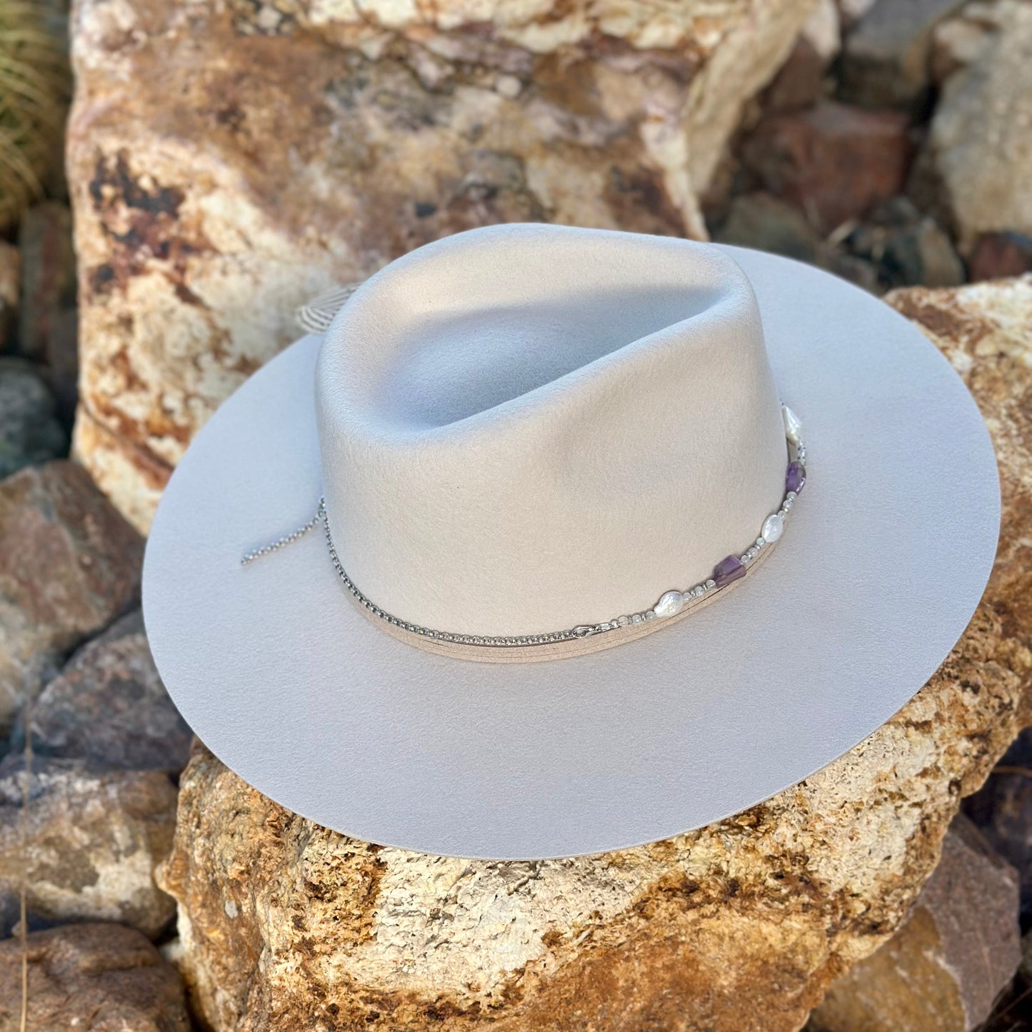 Amethyst Moonstone & Pearl Hat Band