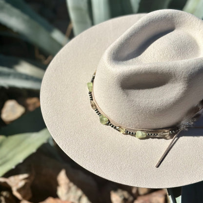Faux Navajo Pearls, Prehnite and Smoky Quartz Hat Band