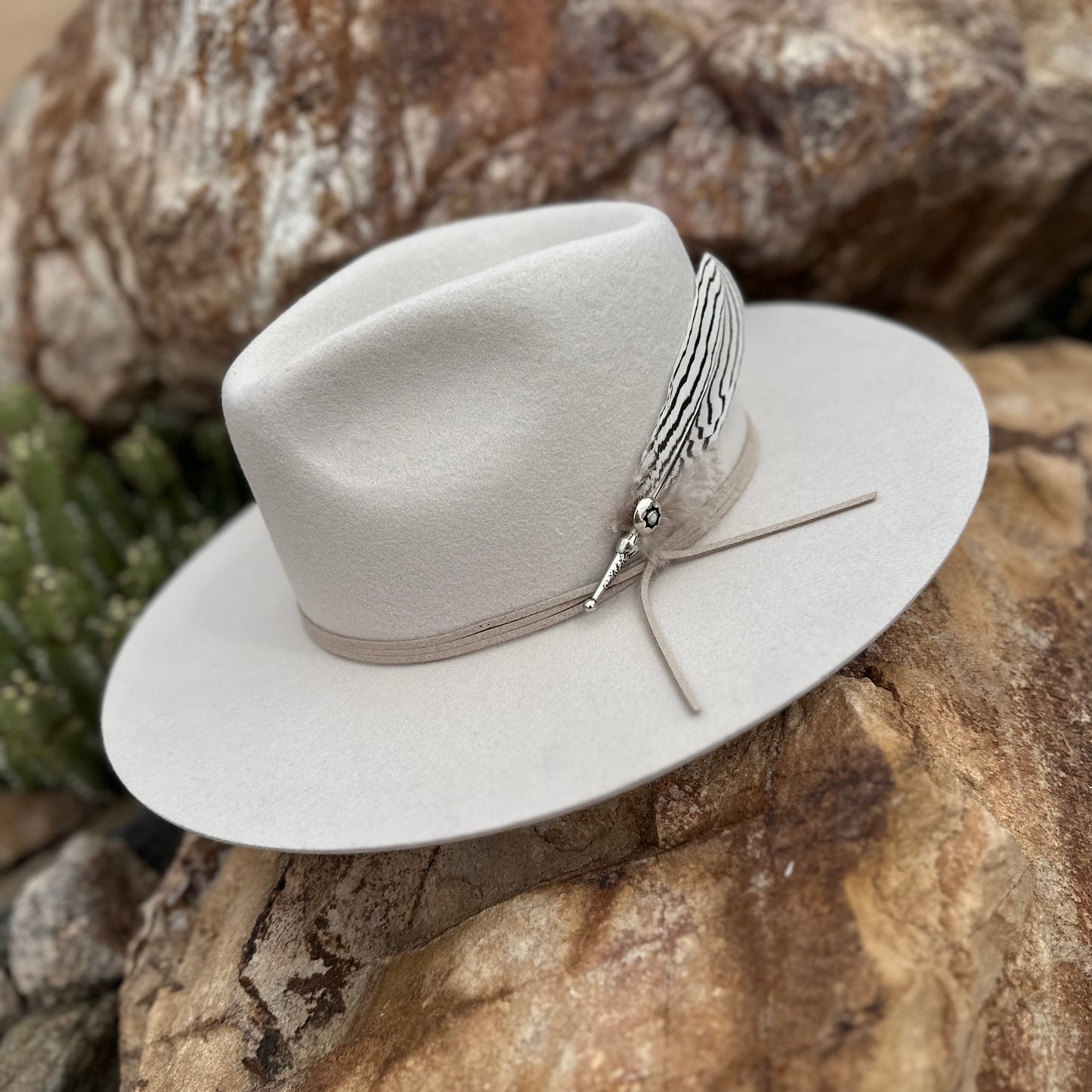 Upcycled Navajo Opal & Feather Removable Hat Pin