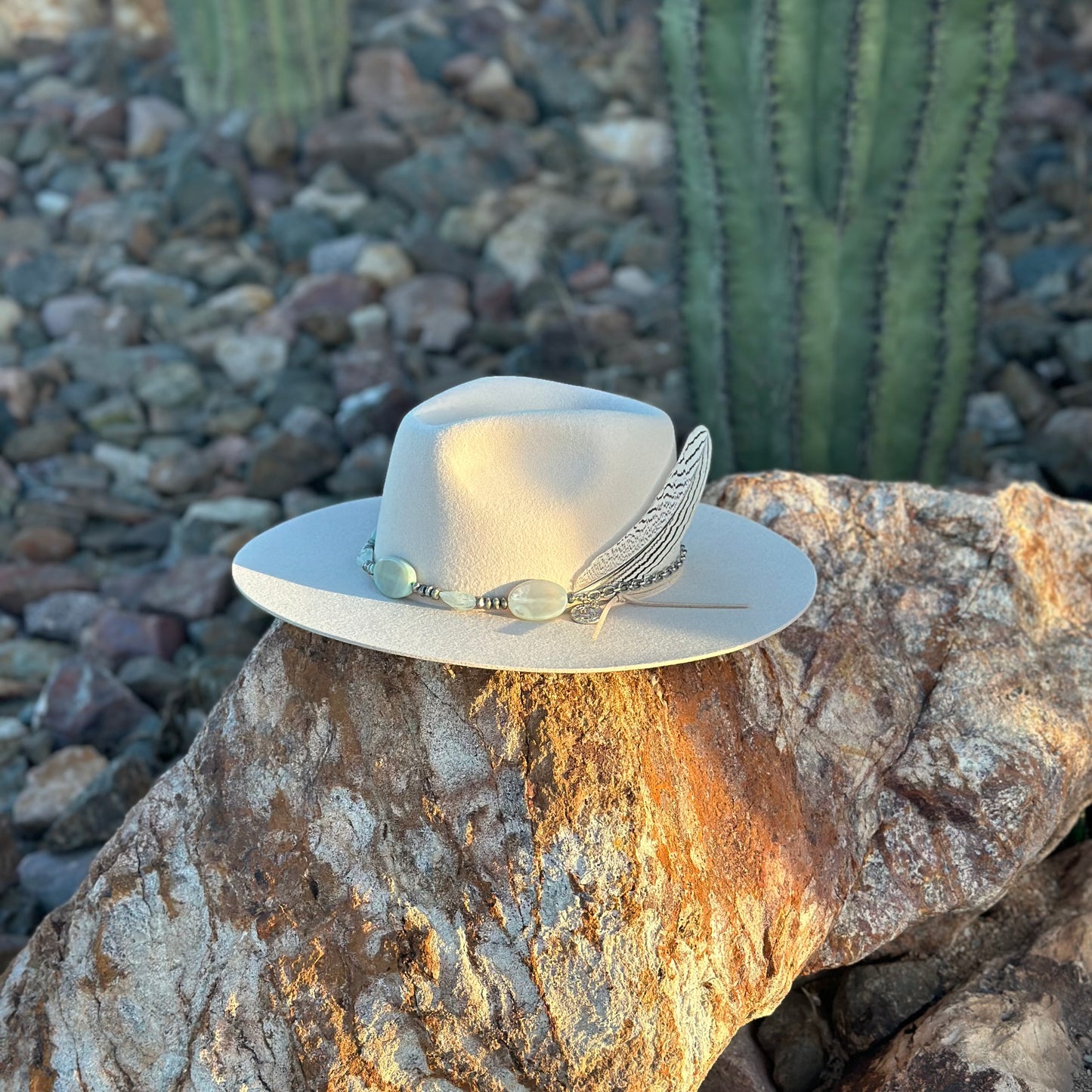 Aquamarine and Agate Hat Band