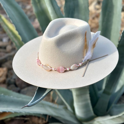 Pearl and Pink Agate Hat Band