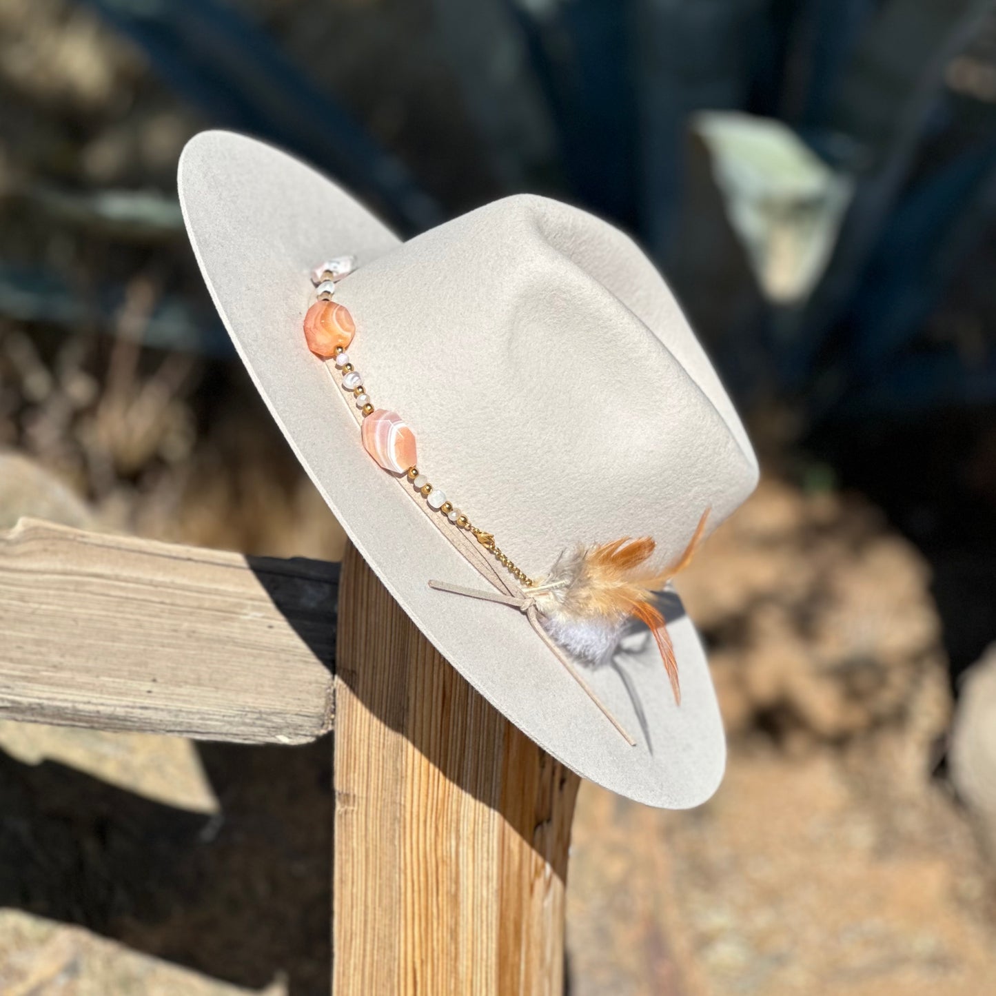 Botswana Agate Freshwater Pearl Hat Band