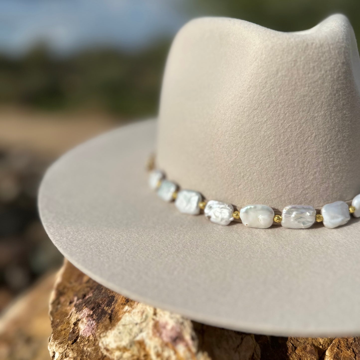 White Freshwater Pearl Hat Band