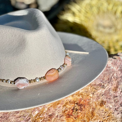 Botswana Agate Freshwater Pearl Hat Band