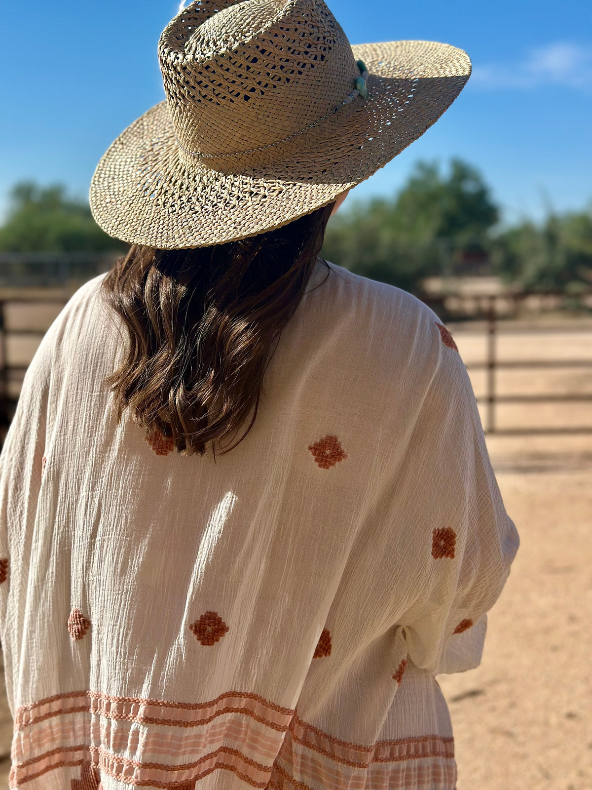 Green Angelite Gemstone Straw Cowboy Hat and Removable Feather Hat Pin