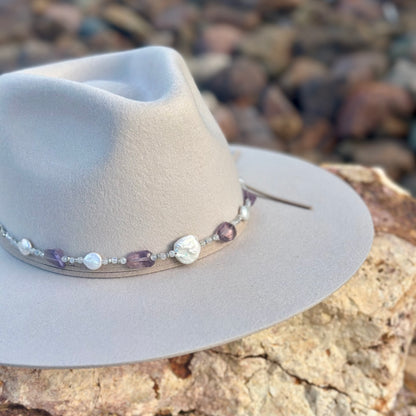 Amethyst Moonstone & Pearl Hat Band