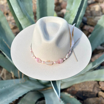 Pearl and Pink Agate Hat Band