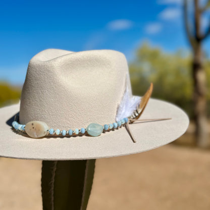 Blue Fire Agate and Jade Hat Band