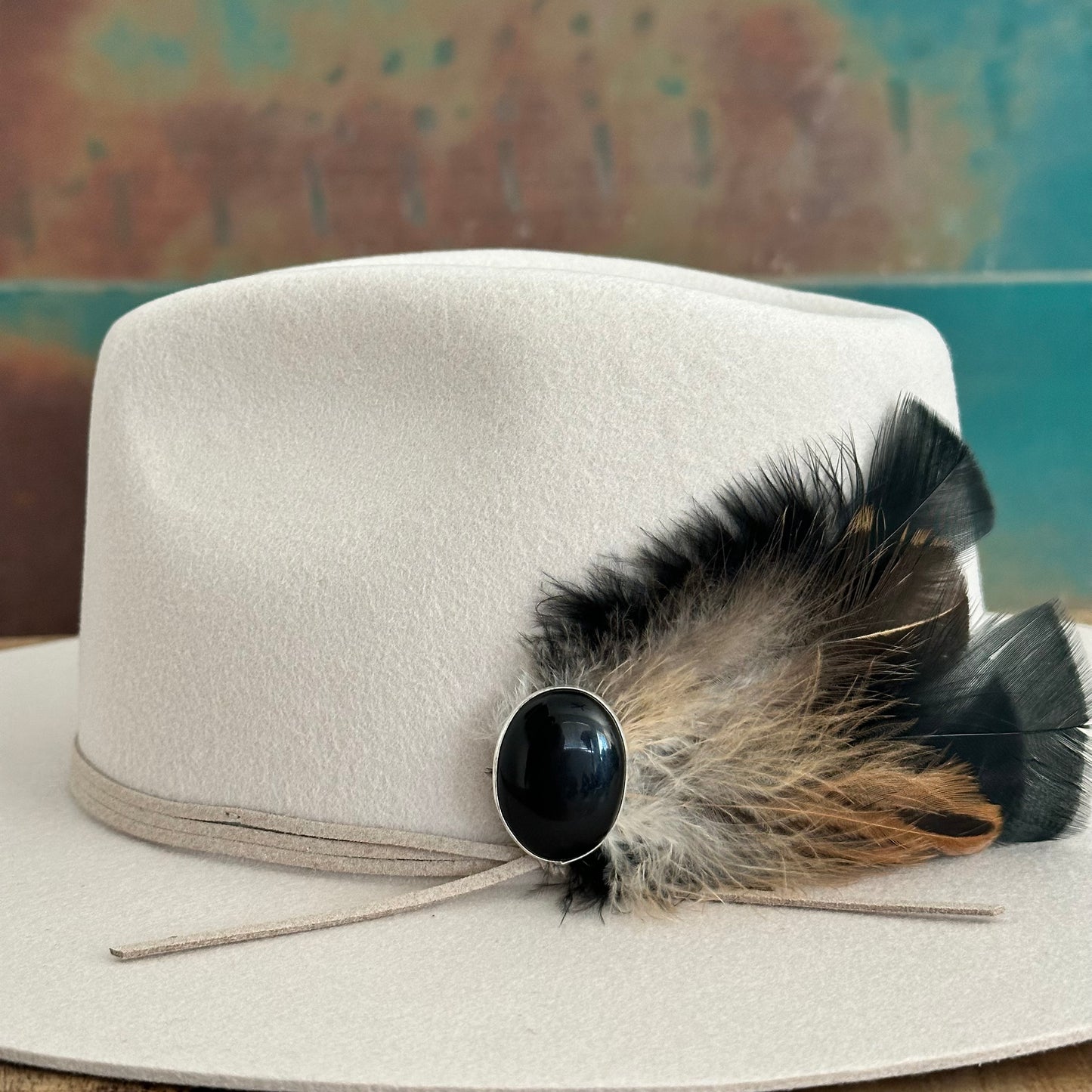 Onyx & Feather Hat Pin