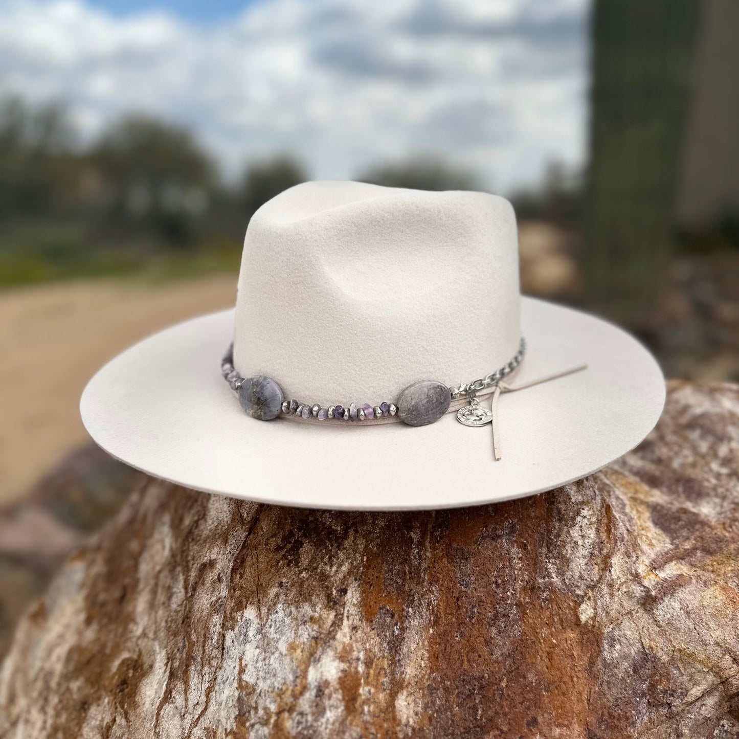 Amethyst and Purple Agate Hat Band Women's Cowboy Hat Accessory