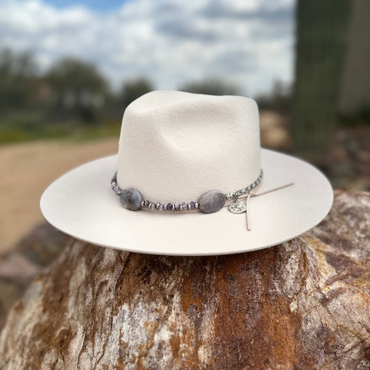 Amethyst and Purple Agate Hat Band Women's Cowboy Hat Accessory
