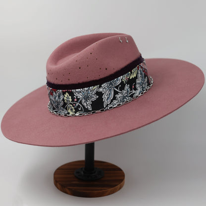 Handmade Aquarius amethyst birthstone hat. A meaningful zodiac gift with western, one-of-a-kind style.