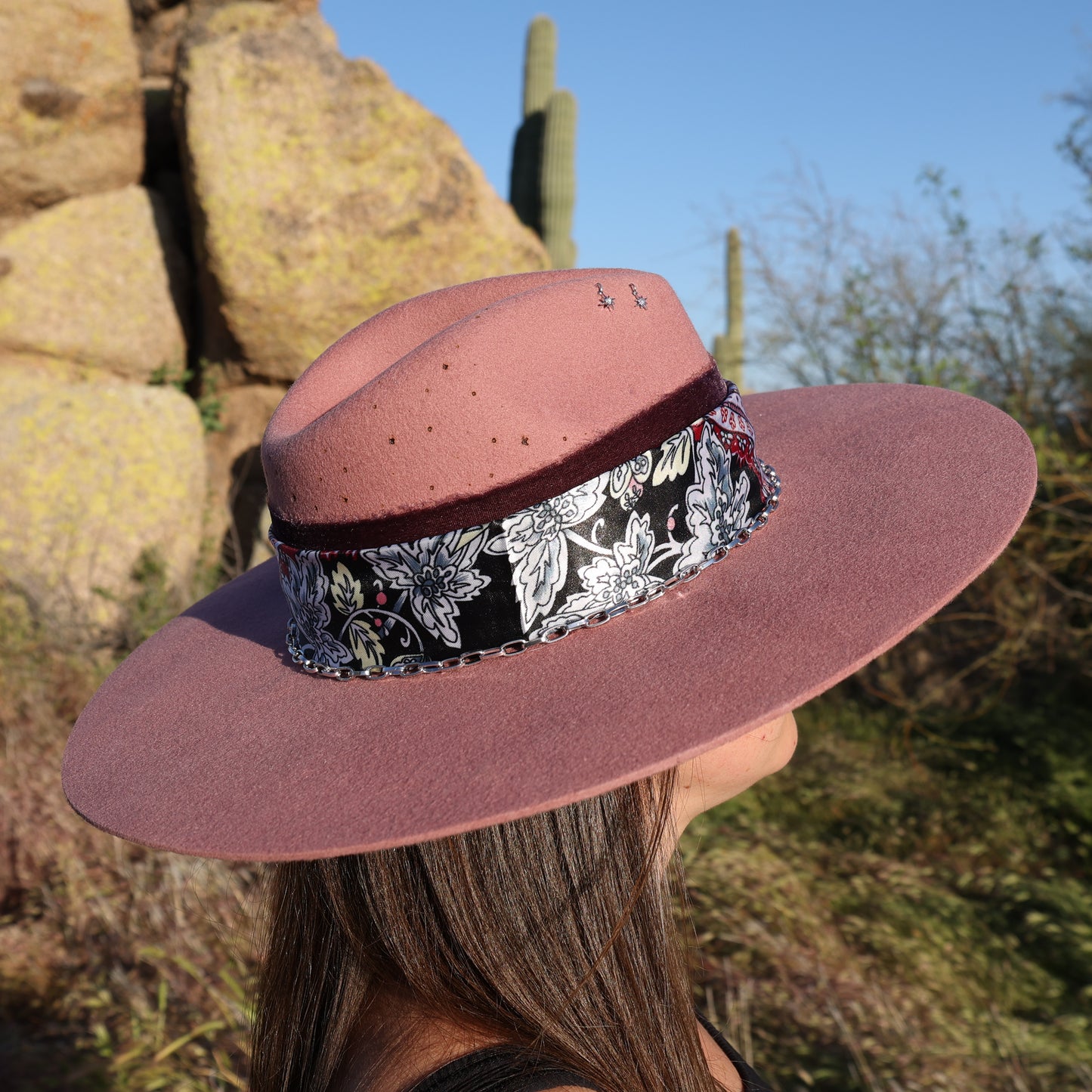 Handmade Aquarius amethyst birthstone hat. A meaningful zodiac gift with western, one-of-a-kind style.