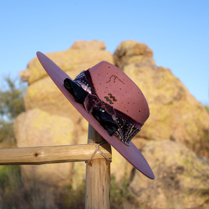 Handmade Aquarius amethyst birthstone hat. A meaningful zodiac gift with western, one-of-a-kind style.