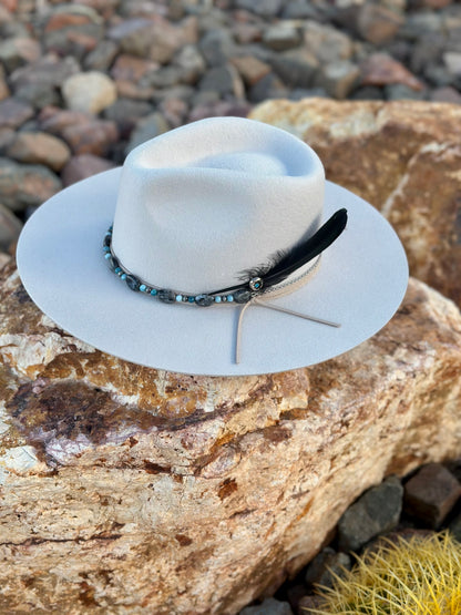 Black Labradorite Larvikite Faux Navajo Hat Band