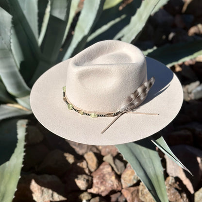 Faux Navajo Pearls, Prehnite and Smoky Quartz Hat Band