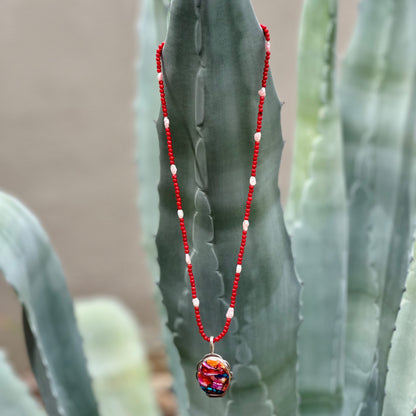 Pink Spiny Oyster Turquoise Oval Pendant in Sterling Silver