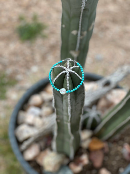 Kingman Turquoise & Pearl Bracelet