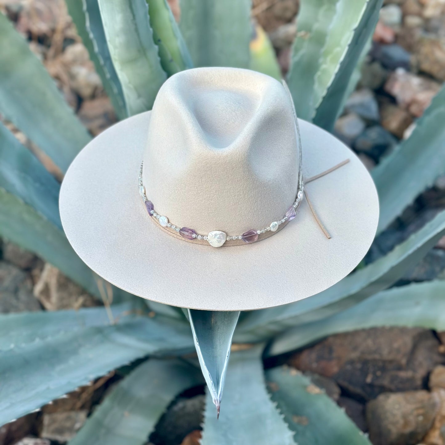 Amethyst Moonstone & Pearl Hat Band