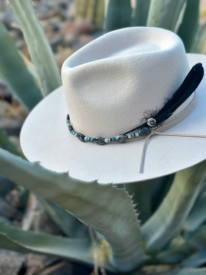 Black Labradorite Larvikite Faux Navajo Hat Band