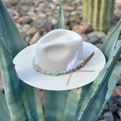 Blue Fire Agate and Jade Hat Band