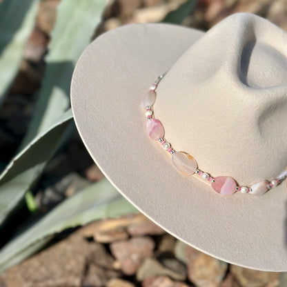 Pearl and Pink Agate Hat Band