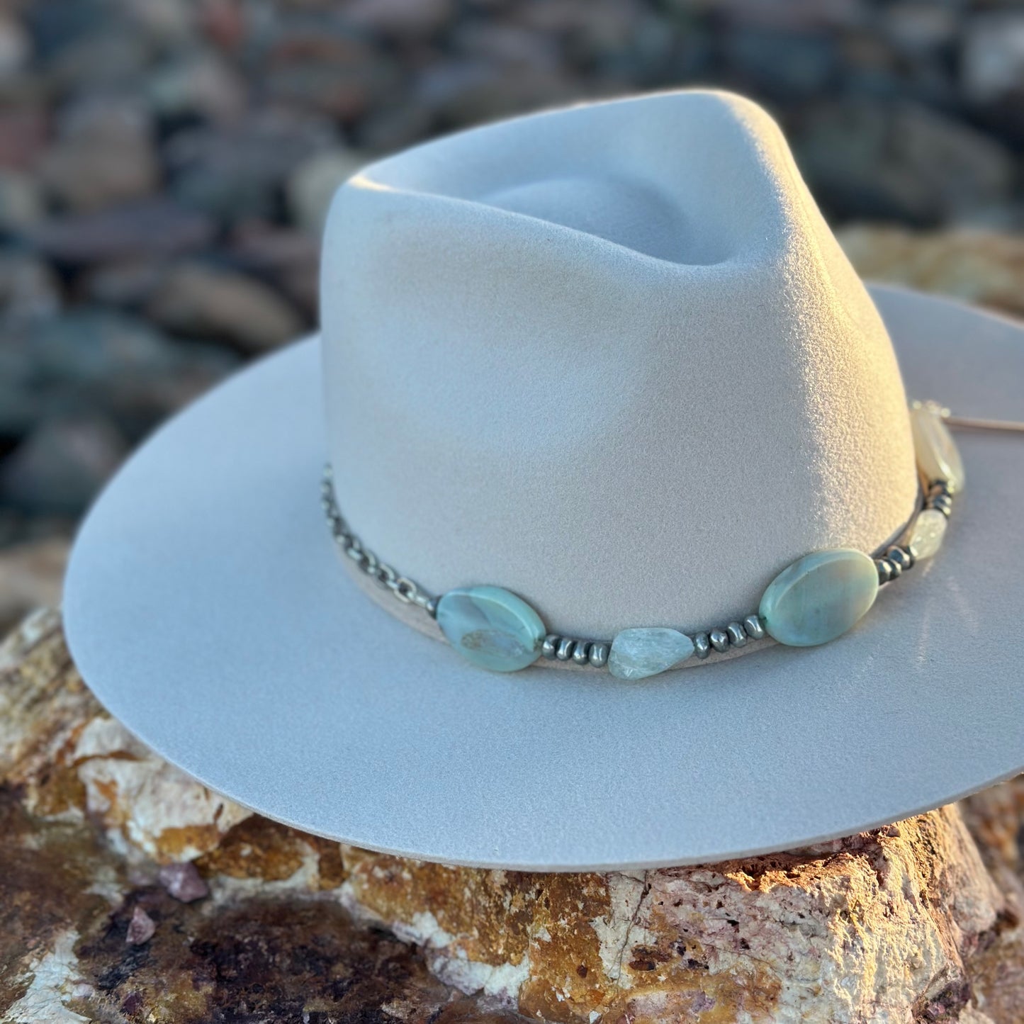Aquamarine and Agate Hat Band