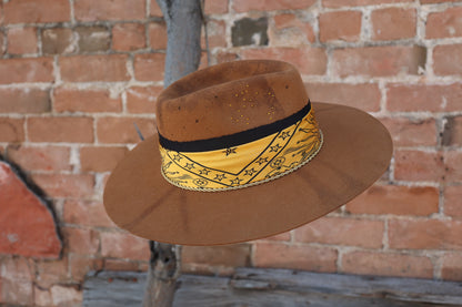Handmade Sagittarius yellow topaz birthstone hat. A meaningful zodiac gift with western, one-of-a-kind style.