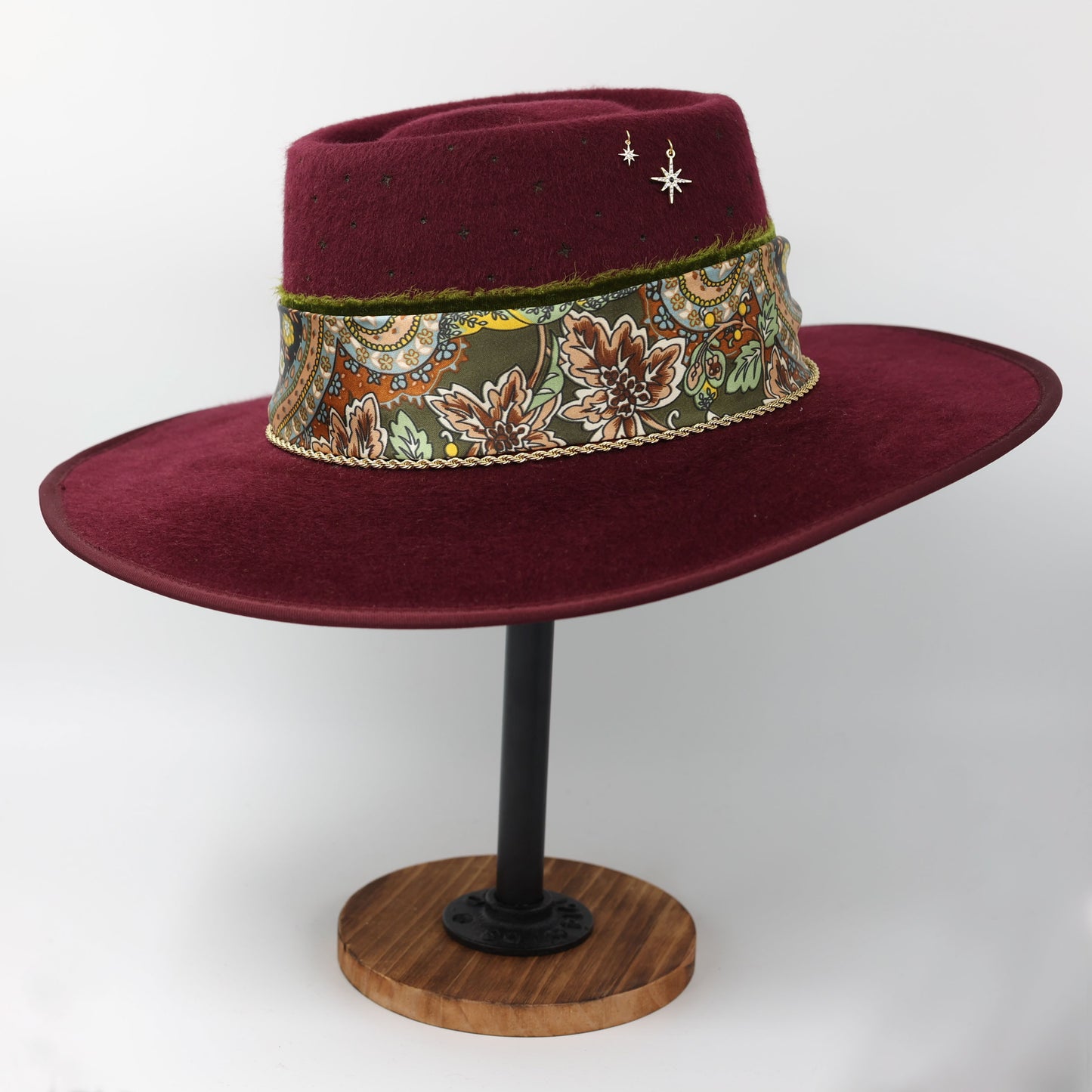 Handmade Scorpio Tourmaline birthstone hat. A meaningful zodiac gift with western, one-of-a-kind style.