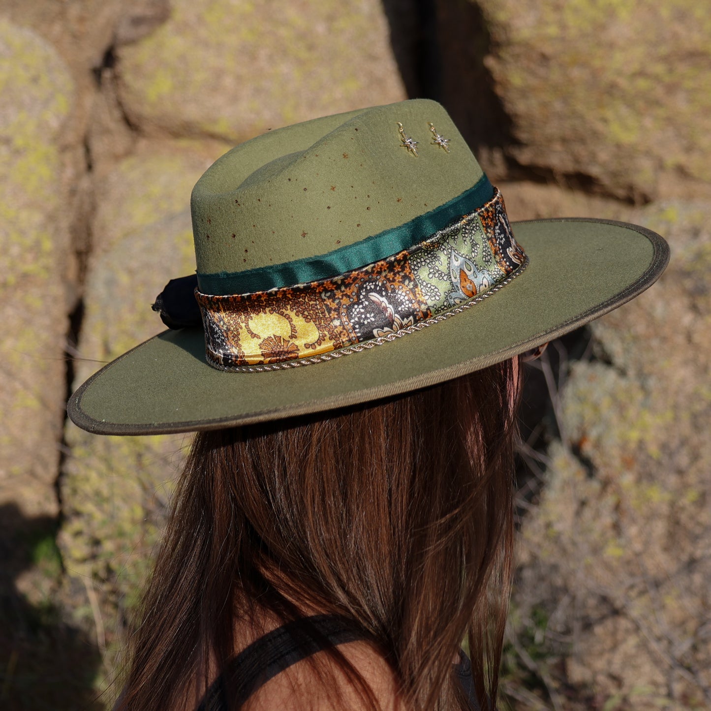 Handmade Taurus Emerald birthstone hat. A meaningful zodiac gift with western, one-of-a-kind style.